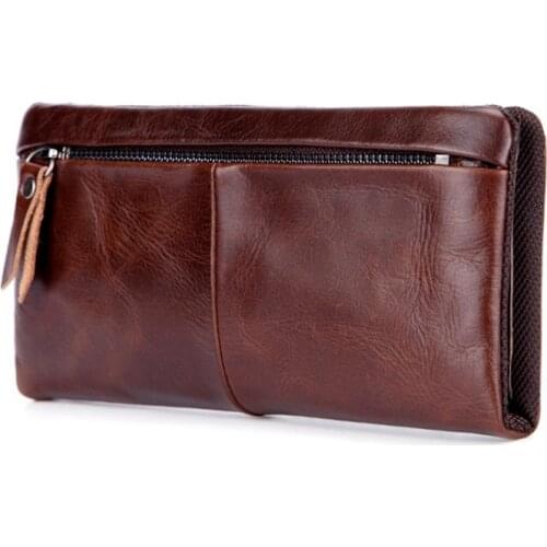 Hot selling leather mens wallet business casual long clutch bag multi-card leather wallet retro mens bag