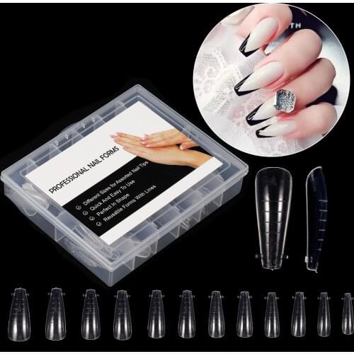 48/60/120pcs Dual Nail Form French False Nail Tips Extension System UV Poly nails Acrylic Gel DIY Nail Decoration Art Mold Tips
