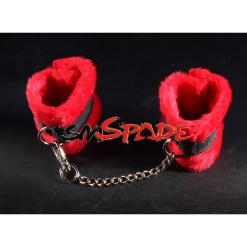 Red and black real velvet handcuffs, adult sex toys for couples restraining game velvet handcuffs, sexy leather ankle cuffs