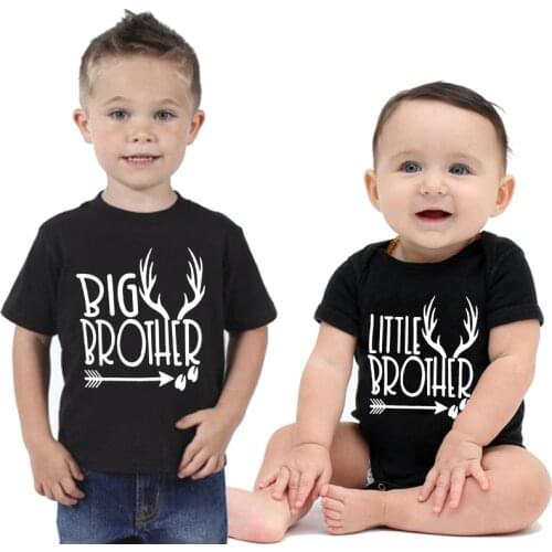 2020 New Cool Black Matching Deer Baby Boy Little Brother Romper Jumpsuit Kids Big Brother T-shirt Tops Tee Outfit Clothes