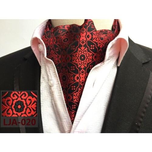 New Design Mens Ascot Elegant Red Floral Pattern Cravat Tie for Man