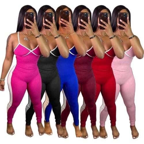 Tight-Fitting Plus Size Womens Off-Shoulder Pants Mid-Waist Contrast Color Sexy Jumpsuit