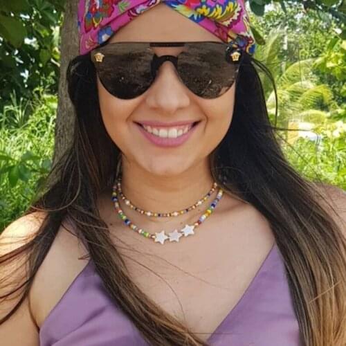 Handmades Colored Glass Bead Necklace Elegant Women Bohemian Style Five Pointeds Star Necklace Charm Women Cocktail Jewelry