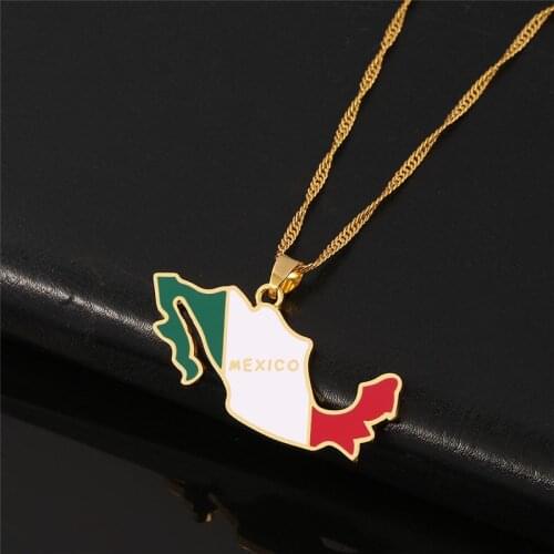 Mexico Map Pendant Necklaces for Women Men Jewelry Mexicanos Maps Enamel Badge
