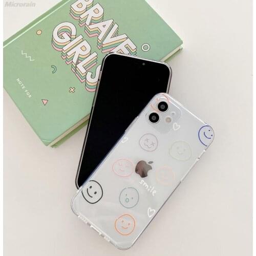 Full Screen Emoticon Transparent Shockproof Case For iPhone 12 11 Pro Max 7 8 Plus XR X SE 2020 TPU Soft Cover Funda