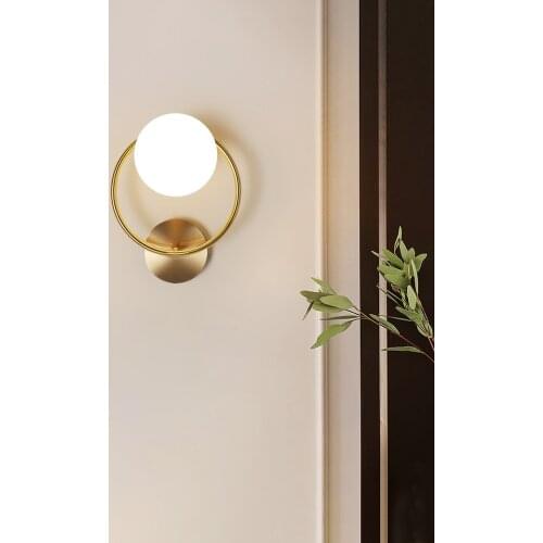 Post-modern Simple interior Wall Lamp Glass Bedroom Light luxury Round Corridor Stair Nordic Led Wall Lights Fixture Black Gold
