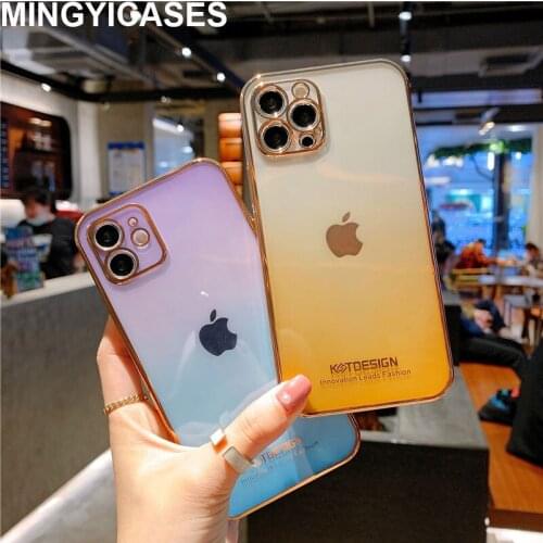 For 12 Pro Case Luxury Plated Electroplated Gold Gradient Color Cover for IPhone 12 11Pro Max 8 Plus XR XS X Silicon Cases