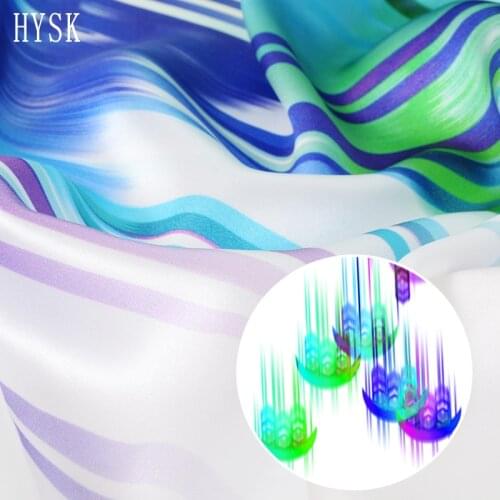 HYSK mulbery silk satin charmeuse fabric abstract ombre print russian natural 19mm DIY sewing silk material price by meterE2499