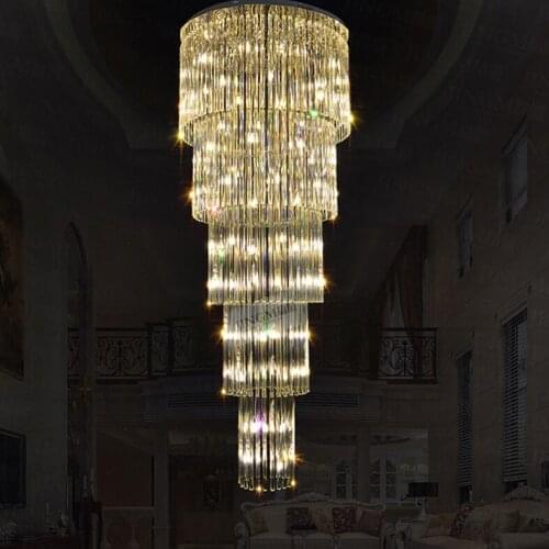 LED Modern Chandeliers Lighting Fixture Crystal Chandelier Hotel Home Indoor Lighting Luxury Long Pendant Lamps D50cm 80cm