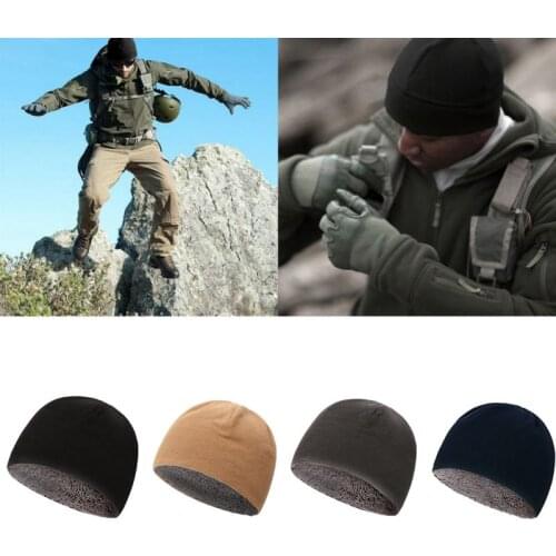Unisex Winter Solid Color Soft Warm Watch Cap Polar Fleece Thickened Military Army Beanie Hat Windproof Outdoor