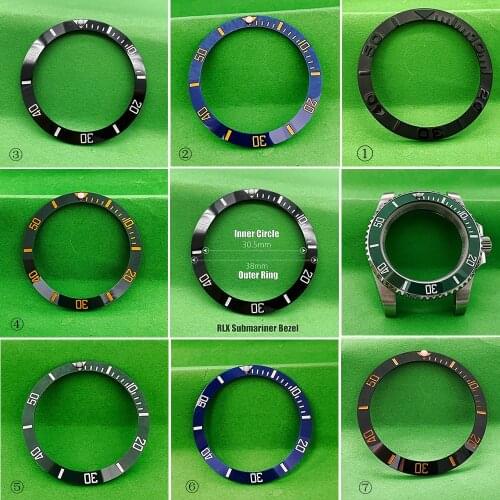 Universal 38mm Ceramic Bezel Fit 40mm Watch Case Seiko Rlx Series Watch Parts Submariner Green Bezel Insert Luminous Pop
