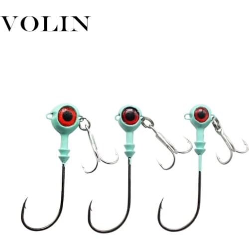 VOLIN NEW 3pcs Fishing Hooks 6g/7.5g/12g Lead Jig Head Fishing Hook Soft Bait Wom Lead Hook Fishing Tackle Hooks