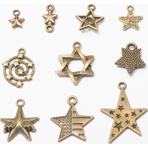 Charms Star retro pendant Bronze color charm pop pendant DIY jewelry necklace bracelet craft jewelry 10 PCS