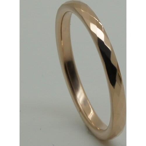 2mm width difficult multi facet hi-tech scratch proof rose gold plating wedding tungsten ring 1pc