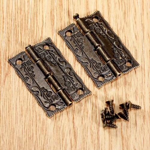 2Pcs Door Hinges Drawer Jewellery Box Hinges 36x23mm Antique Bronze Cabinet Hinges with Screws Furniture Hardware Accessories