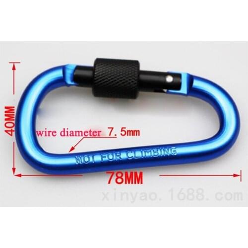 2pcs/lot Aluminum Screw lock hook clip Carabiner D-Ring Key Chain Clip Colored keychain secure lock carabiner