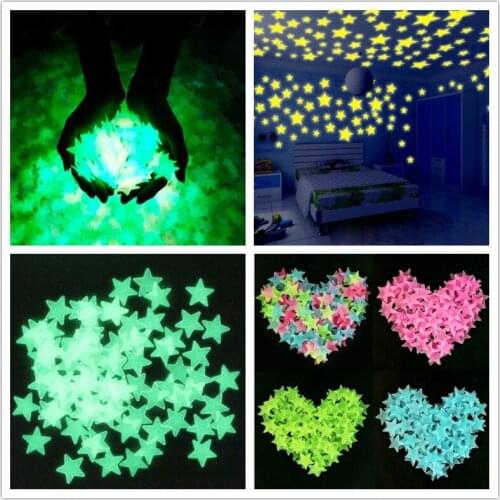 20 Pcs 3D Stars Plastic Wall Sticker In the Dark Luminous on Wall Stickers for Kids Room Living Room Decal Fluorescent Glow
