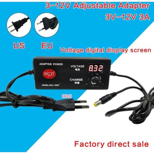 3V-12V 3A adjustable power adapter AC/DC Adjustable Power Adapter Supply 3V3.6V-12V LED driver 5V 6V 7V 8V-12.6V 3A