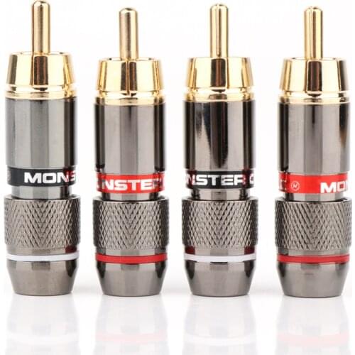 8Pcs RCA Plug Gold Plated 6mm Male Double Self-Locking Lotus Wire Connectors Audio Adapter RCA connector plug