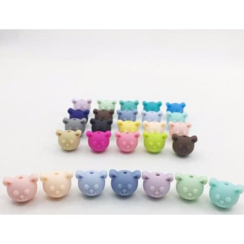 40pieces/lot Bear Silicone Beads Baby Teething Beads 17*15*14.7mm Safe Food Grade Nursing Chewing bear Silicone Beads 19Colors