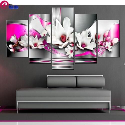 5pcs 5D Diy Diamond embroidery"Pretty Orchid flower"Cross Stitch full square diamond painting,puzzle multi-picture