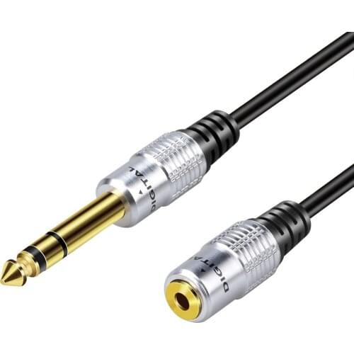 6.35mm 1/4 Inch Stereo Plug Male to 3.5mm Stereo Jack Female Socket Headphone Extension Cable Large Headphone Jack Adapter - 1ft