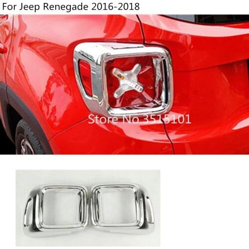 Car Rear Tail Back Light Lamp Detector Frame Stick Chrome ABS Cover Trim Hoods 2pcs For Jeep Renegade 2016 2017 2018 2019 2020