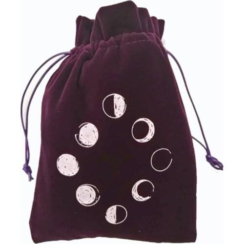 Velvet Tarots Storage Bag Moon Phase Oracle Card Divination Bag Board Game Bag