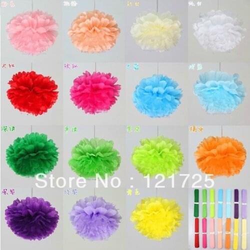 Free Shipping 10pcs 6"(15cm) Tissue Paper artificial flowers Pom 15 color Wedding Birthday Party Decor Craft festival decoration