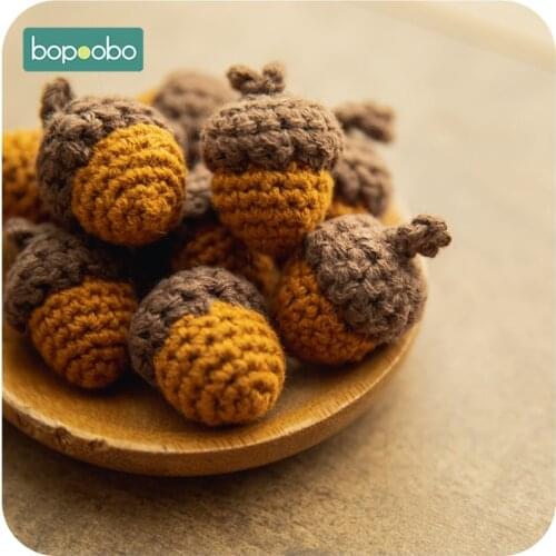 Bopoobo 5pc Wooden Crochet Beads Leaves Chewable Beads DIY Wooden Teething Knitting Beads Jewelry Crib Sensory Toy Baby Teether