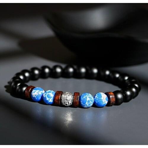 Yoga Balance Charm Beads Bracelet Homme Men Bileklik Handmade Black Onyx Imperial Stone Bracelet Women Jewelry Pulsera