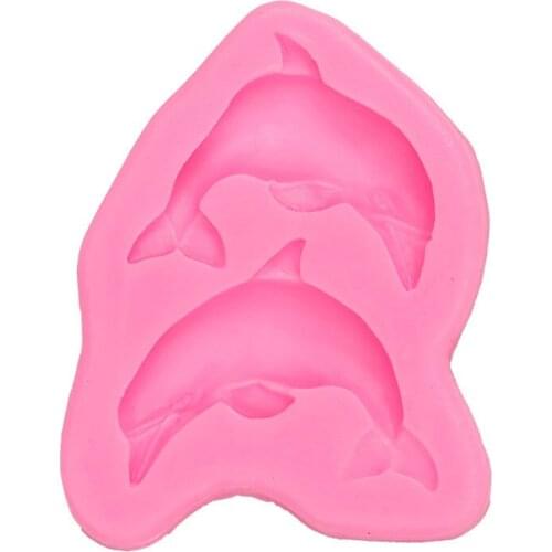 Dolphin and Whale Cake Decorative Silicone Mold Chocolate Diy Flip Sugar Drops Hanging Keychain Tool 17-326