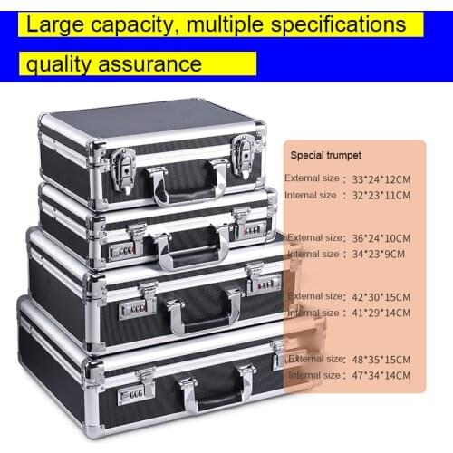 Tool case Portable aluminum alloy code toolbox safe file box cash box equipment instrument box multi-functional large size