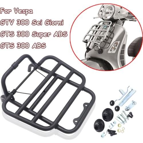 Stainless steel Black Front Luggage Rack For Vespa GTV 300 Sei Giorni GTS 300 Super ABS 2014-2018