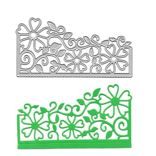 Flower Border Slimline Dies Scrapbooking Embossing Folders for Card Making Craft DIY Clear Stamps Metal Cutting Die Cut