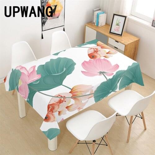 Lotus Flower Plants Tablecloth 3D Printed Table Cover Rectangular Tablecloth Wedding Birthday Party Kitchen Home Decor