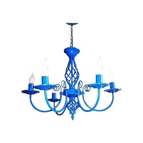 E14x5 Sky Blue Color Modern LED Chandelier For Bedroom Living Room Hanging Light Fixtures