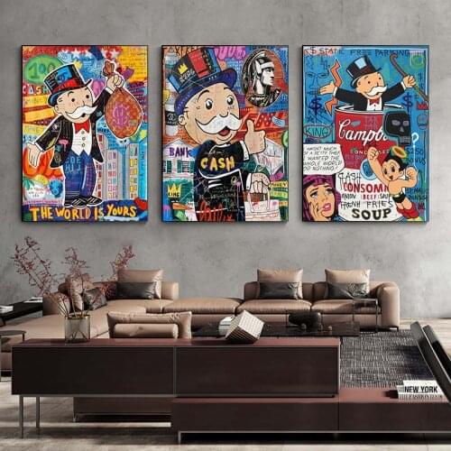 Graffiti Art Alec Monopoly THE WORLD IS YOURS Paintings on The Wall Art Canvas Posters and Prints Wall Art Picture Home Decor
