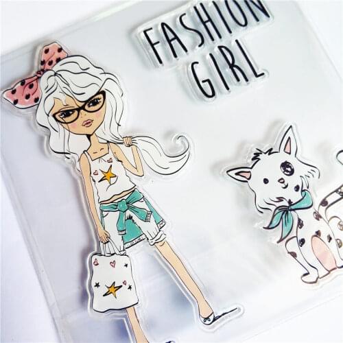 Colorful Cool girl Transparent Clear Stamps / Silicone Seals Roller Stamp for DIY scrapbooking photo album/Card Making