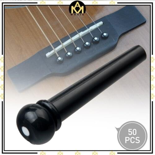 NAOMI 50pcs/set Bridge Pins Set Plastic Material Black Color w/ White Dots Inlay For Folk Acoustic Guitar Accessories