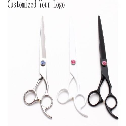 8 inch 440C Customized Logo Cutting Shears Regular Scissors Professional Pets Scissors Grooming-for-dog Animal Shears Add Bag