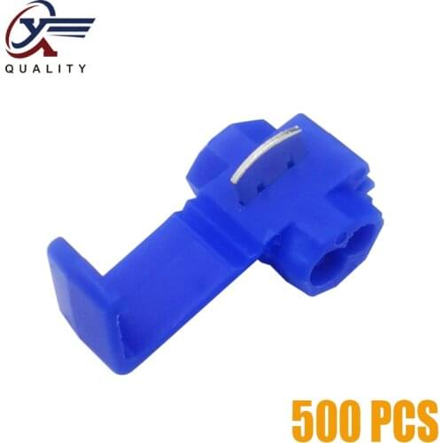 500Pcs Electrical Wire Cable Crimp Terminals Quick Splice Blue Electrical Cable Connectors Fast Lock Wire Terminals Crimp