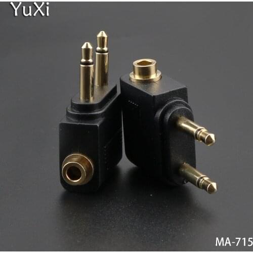 YuXi 2pcs male to 3.5mm female Airline Airplane Earphone Jack Audio Connector Plug Adapter Special audio adapter for aircraft