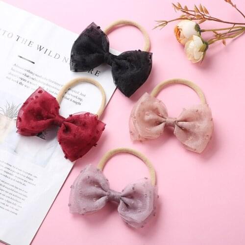 Baby Headband Lace Girls Hair Bows Accessories Jacquard Infant Princess Hairbands Nylon Children Headbands Newborn Bandage