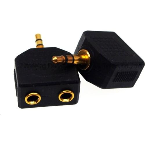 Gold-plated 3.5mm one Male Plug to double Female Stereo Audio Splitter Adapter,1/8" jack For PC Headphone Earphone MP4 phone
