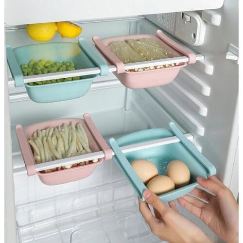 Adjustable Stretchable Refrigerator Organizer Drawer Basket Refrigerator Pull-out Drawers Fresh Spacer Layer Storage Rack