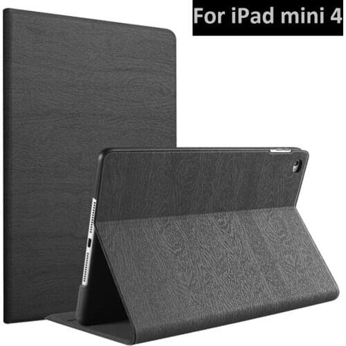 Retro Wood Grain Case For iPad mini 4 Case Magnetic Smart Auto-Sleep Stand Flip Funda For iPad mini 4 Cover A1538 A1550