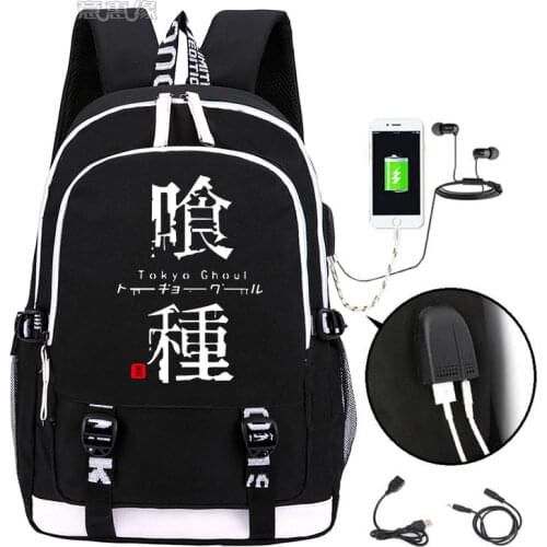 Tokyo Ghoul backpack 2019 Kaneki Ken Trendy usb laptop school bag for girls boys teenagers childrens cool bookbag
