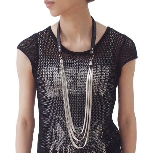 UKMOC Design High Quality Women Accessories Fashion Leather Chokers Snake Chain Pendants Casual Long Necklaces Statement Jewelry