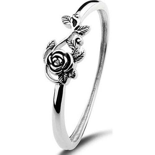 Z & Versaille Vintage Blacke Rose Shaped Women Rings Retro Rose Flower Women Rings